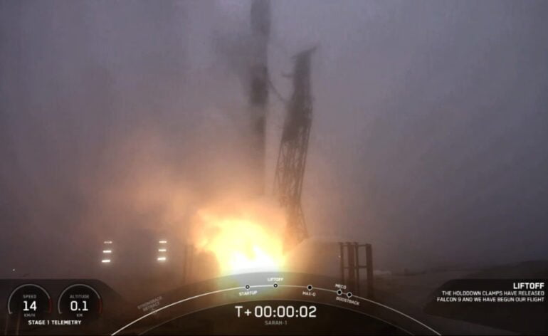 Décollage de Falcon 9 avec SARah-1 © SpaceX