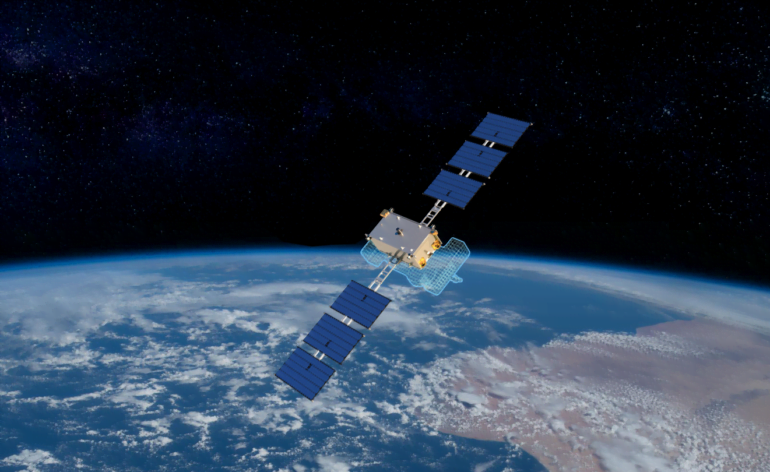 Vue d'artiste du satellite T1TL en orbite © AirbusUS-Space&Defense-Inc-2022