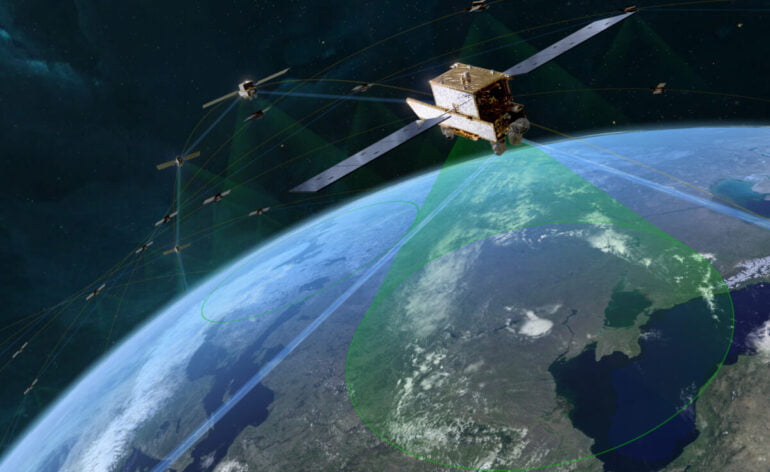 Vue d'artiste de satellites Transport Layer Tranche 2 Alpha en orbite © Northrop Grumman