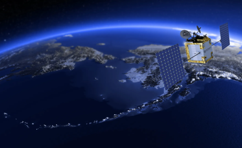 Vue d'artiste d'un satellite OneWeb en orbite © Eutelsat OneWeb