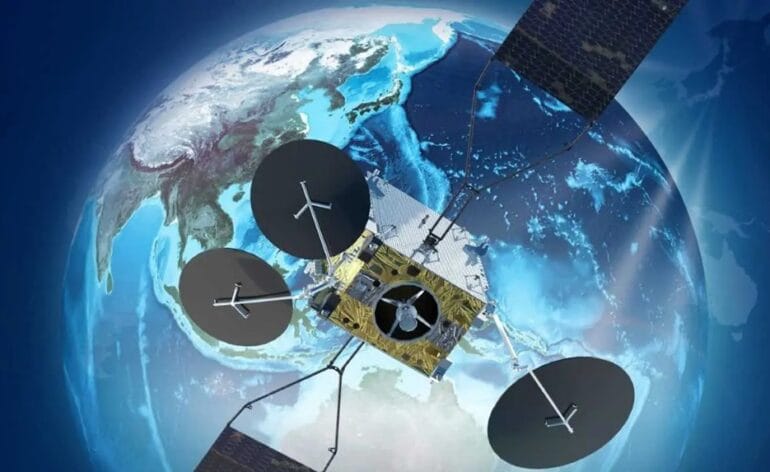 Vue d'artiste du satellite JSAT-32 © Thales Alenia Space / E Briot